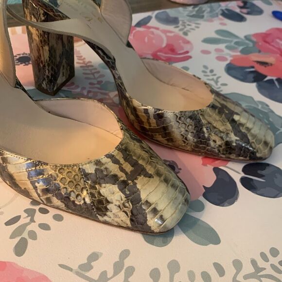 Deimille For Diane B Slingback Snakeskin Heels Size 8 (38) - Picture 9 of 10